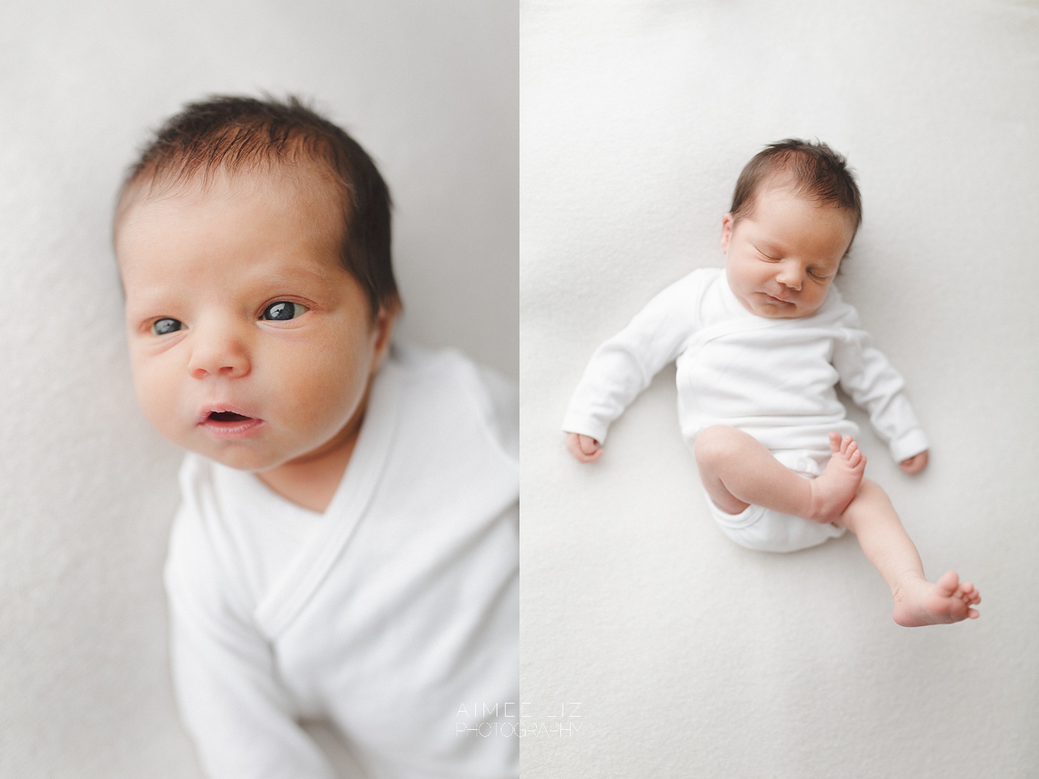 white onesie newborn photographer