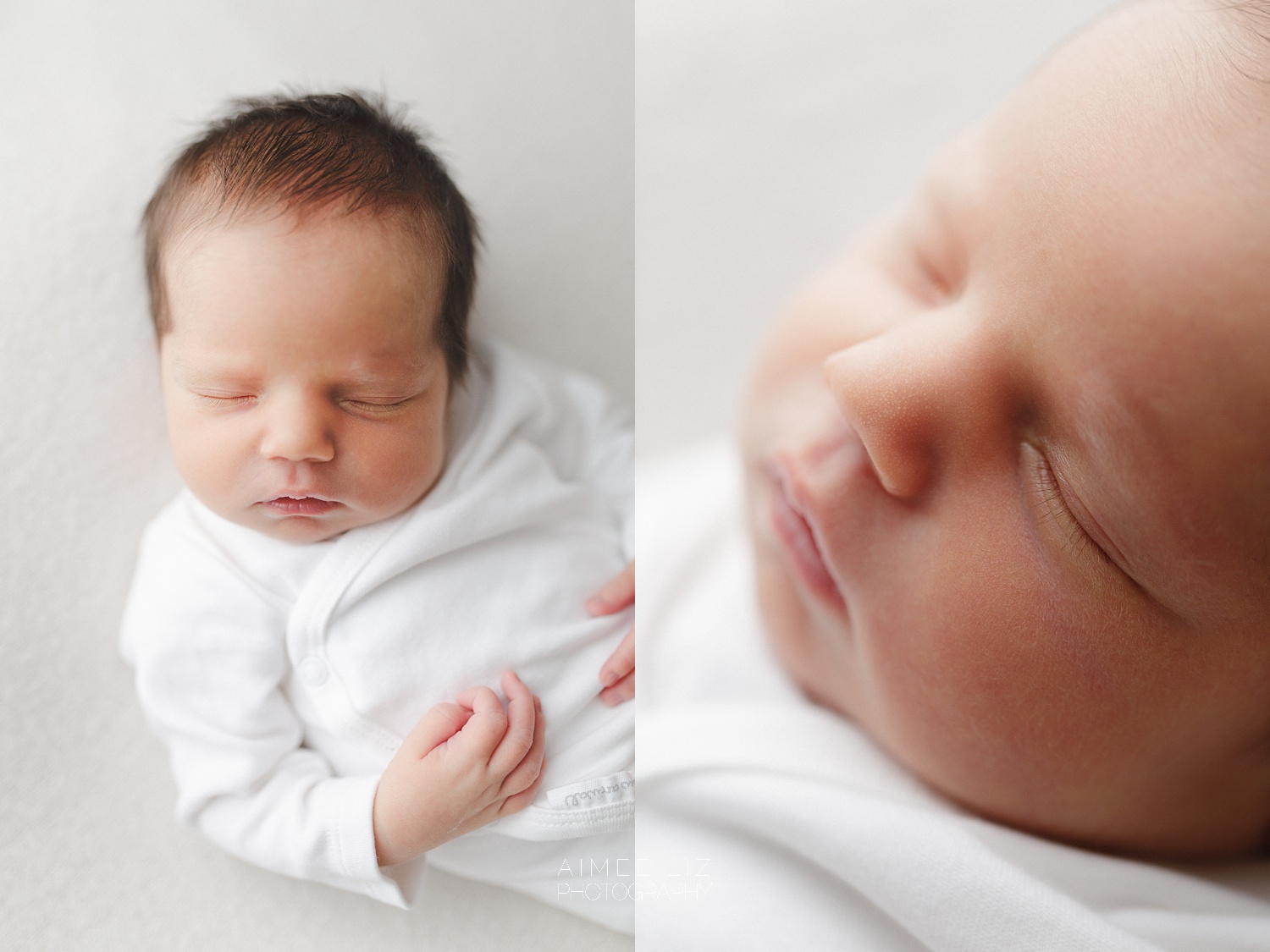 white onesie newborn photographer