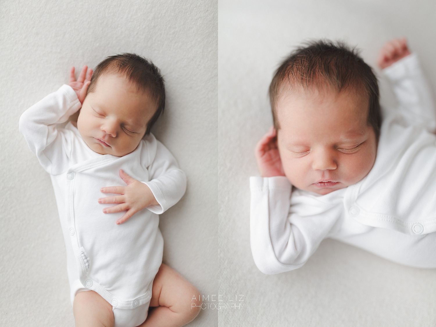 white onesie newborn photographer