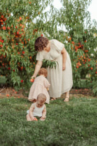 family photos at an orchard