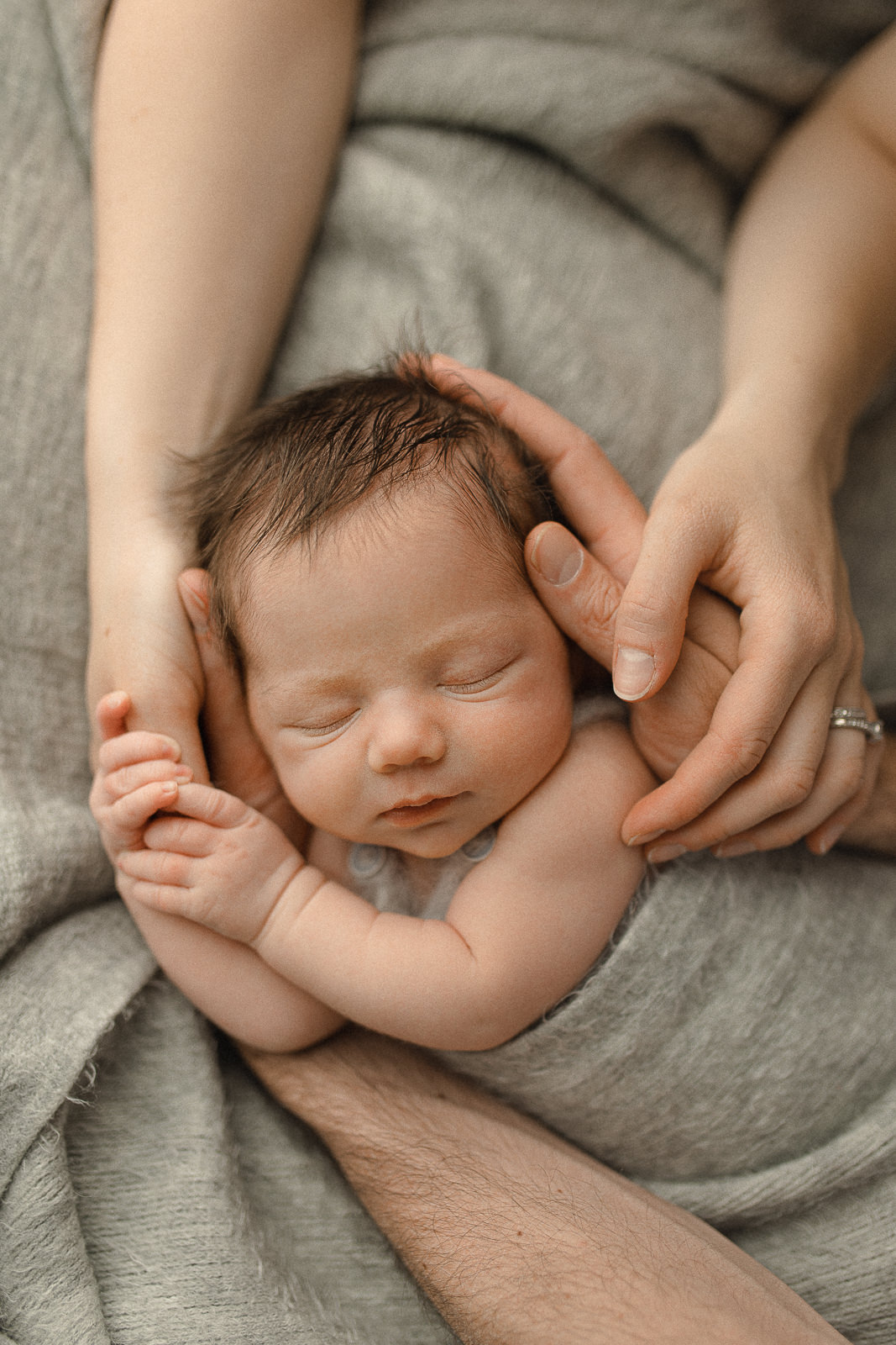 newborn photos with parents hands