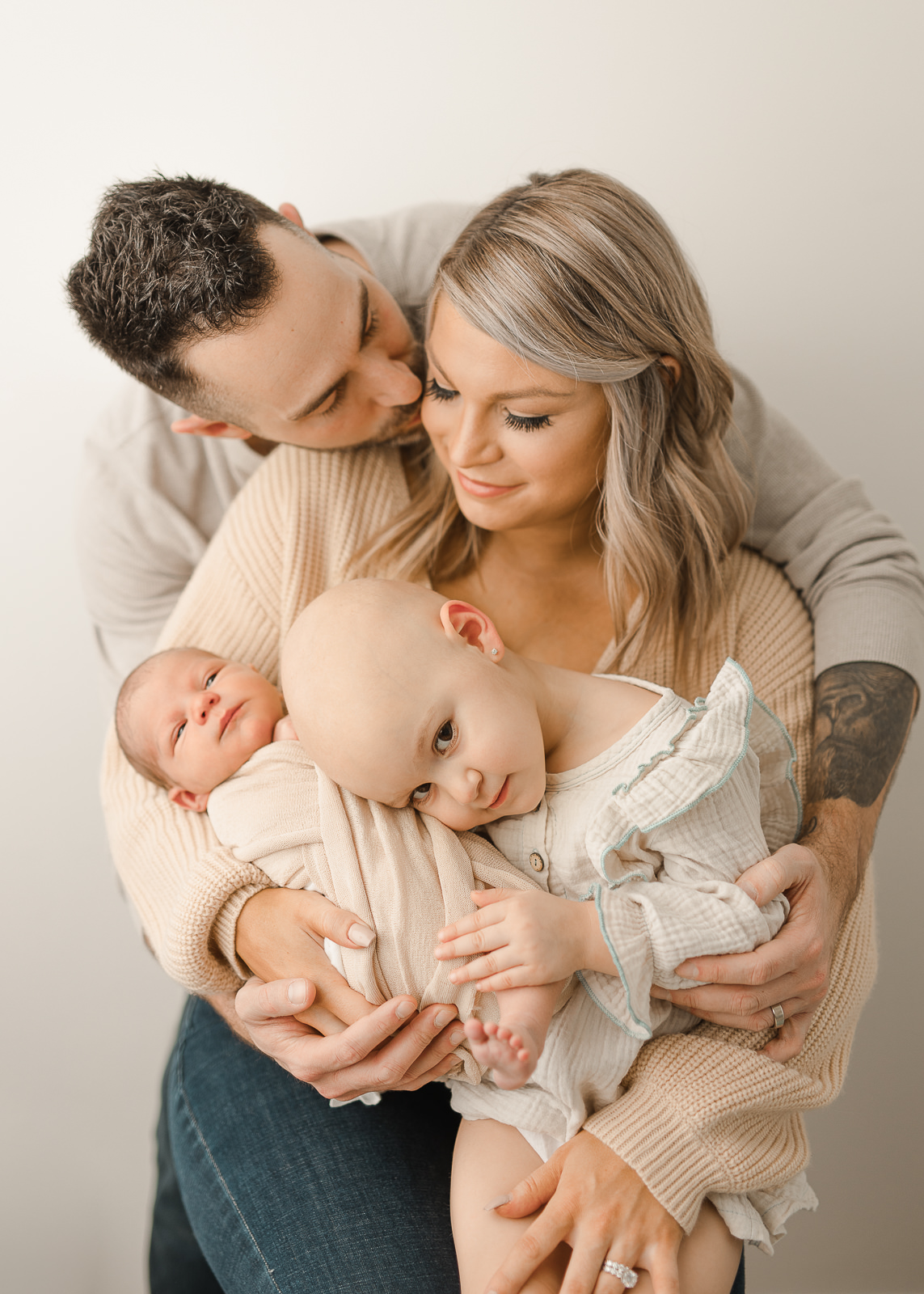 studio newborn session with family