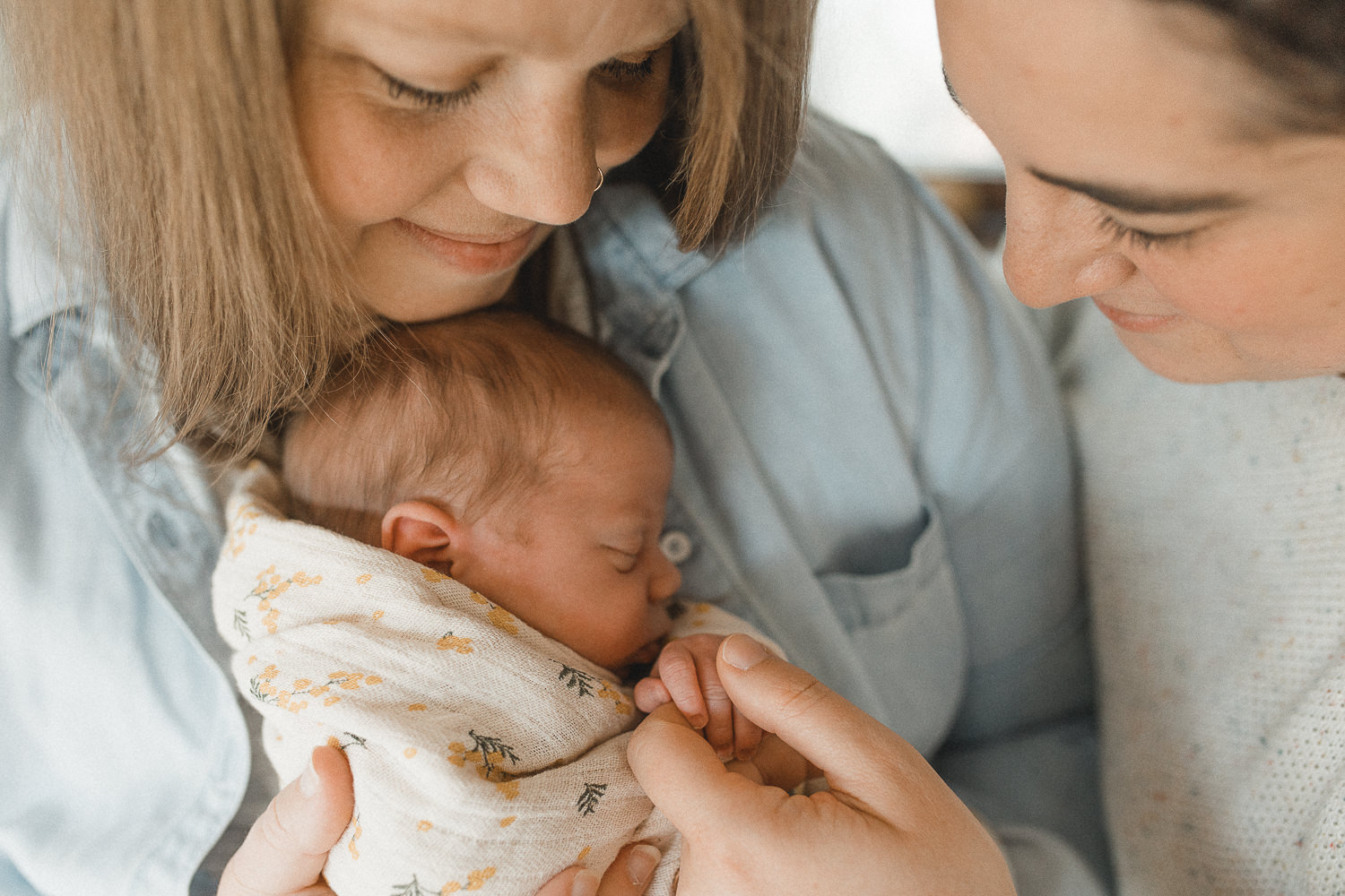 two mom newborn photo session massachusetts