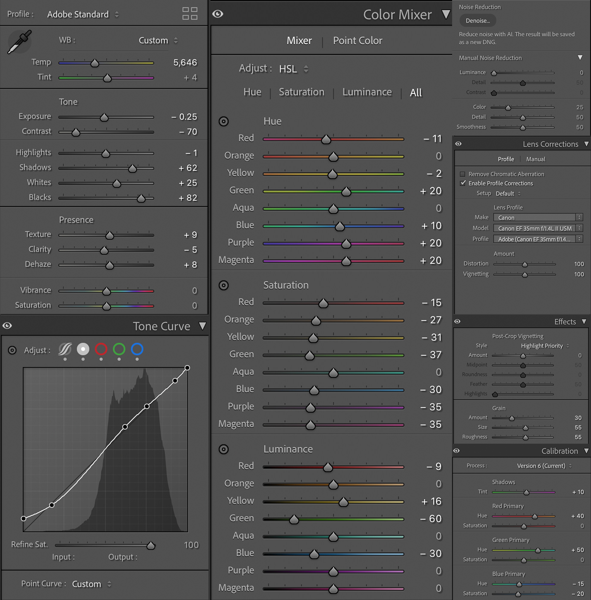 lightroom settings for natural light newborn photo